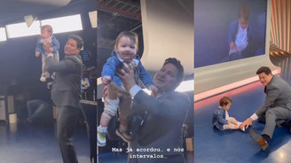 Filho de Eleandro Passaia rouba a cena nos estúdios da RECORD (Reprodução/Instagram)