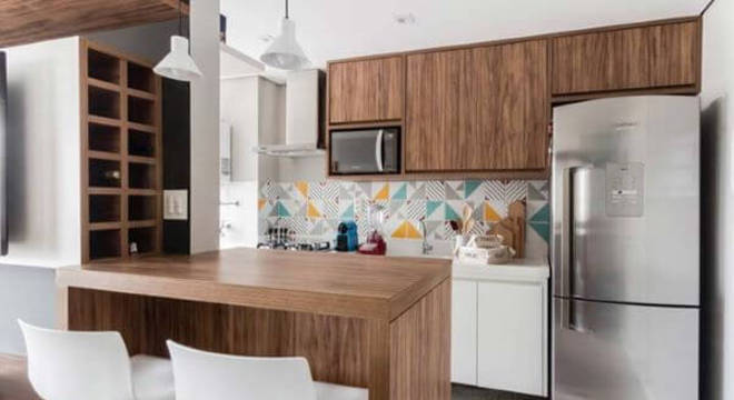 Bancada de madeira para cozinha moderna