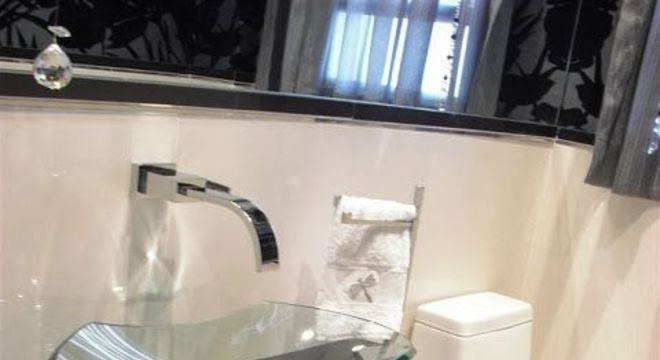 bancada de porcelanato - bancada com cuba de vidro 
