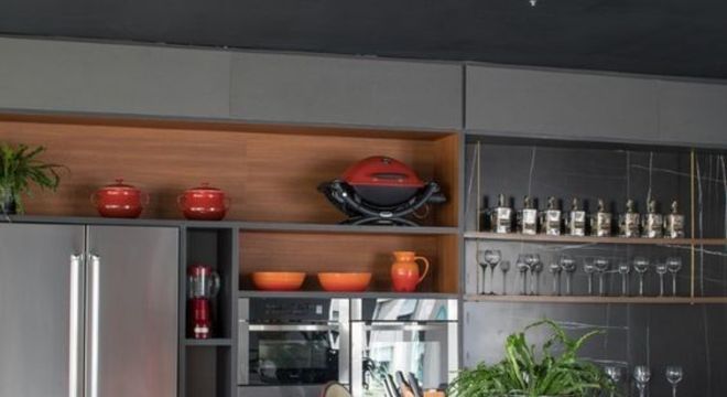 bancada de porcelanato - bancada escura de porcelanato 