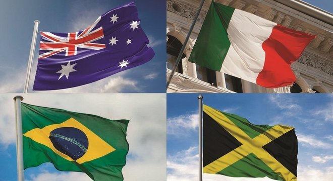 Austrália, Itália, Brasil e Jamaica.
