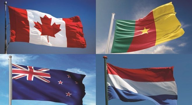Canadá, Camarões, Nova Zelândia e Holanda.
