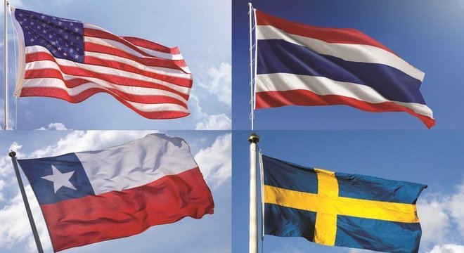 EUA, Tailândia, Chile e Suécia.
