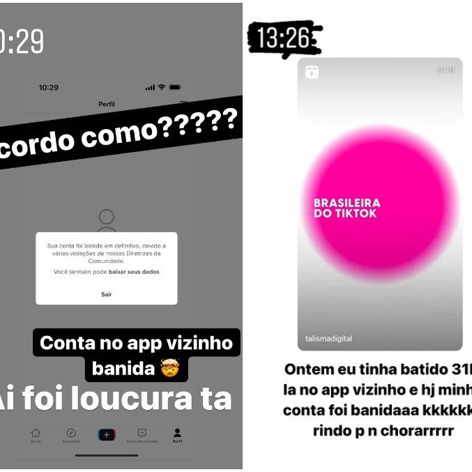Virginia lamentou ter tido a conta suspensa no TikTok