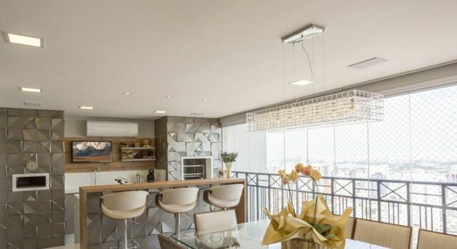 banquetas - banquetas de couro claro e revestimento 3d cinza 