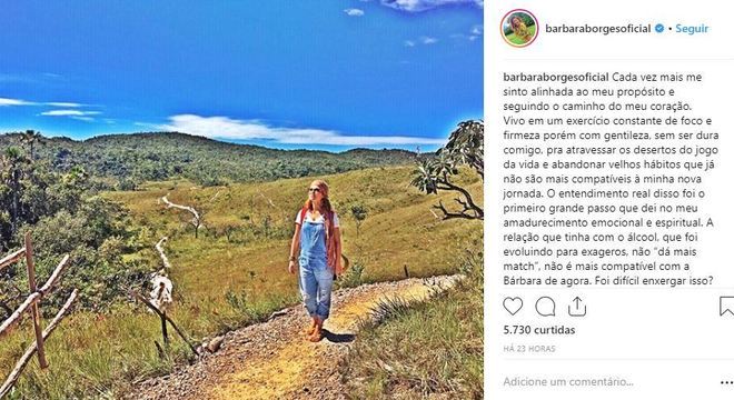 A atriz postou no Instagram que o Ã¡lcool nÃ£o "dÃ¡ mais match" com ela