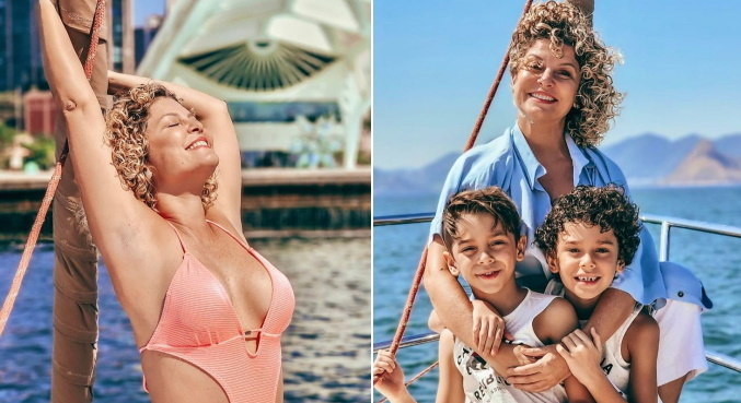 Bárbara Borges está aproveitando a folga do fim de ano com os filhos
