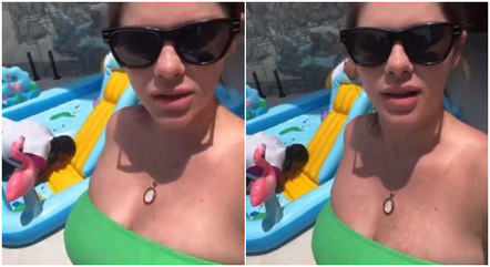 Bárbara Evans rebate críticas após funcionária encher a piscina de plástico com a boca