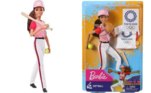 3. Jogadora de beisebolNa mesma coleção para o Jogos de Tóquio, o público foi apresentado à Barbie jogadora de beisebol, que pode tanto atuar como lançadora, como rebatedora