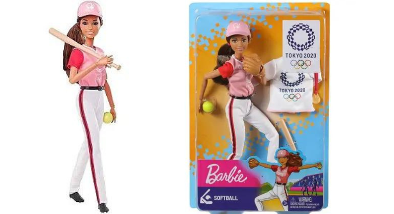 3. Jogadora de beisebolNa mesma coleção para o Jogos de Tóquio, o público foi apresentado à Barbie jogadora de beisebol, que pode tanto atuar como lançadora, como rebatedora