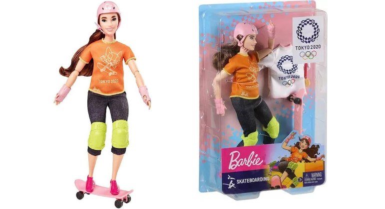 2. Skatista Nos Jogos Olímpicos de Tóquio, em 2020, a Mattel, fabricante do brinquedo, lançou uma coleção especial (licenciada pelo Comitê Olímpico Internacional) da Barbie atleta Olímpica. A boneca passou a praticar cinco novos esportes – não coincidentemente, os estreantes na competição.Entre eles, está o skateboarding. A boneca tem todos os equipamentos de proteção necessários e, claro, o skate. Por coincidência, foi o ano em que a brasileira Rayssa Leal, a fadinha, de 13 anos, ganhou a prata nos Jogos