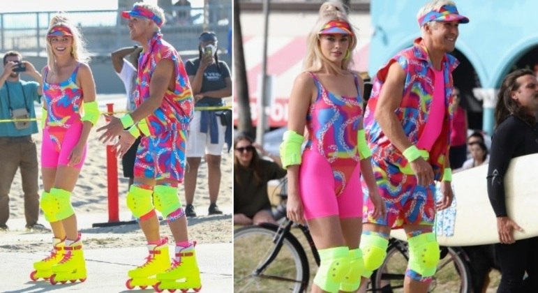 Margot Robbie e Ryan Gosling foram flagrados gravando mais cenas do filme Barbie, que vai levar a boneca mais famosa do mundo para as telonas. As fotos foram feitas em Venice Beach, Los Angeles, nos Estados Unidos. Veja a seguir