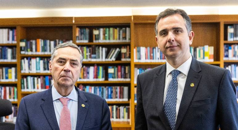 Ministro Luís Roberto Barroso e o presidente do Senado, Rodrigo Pacheco