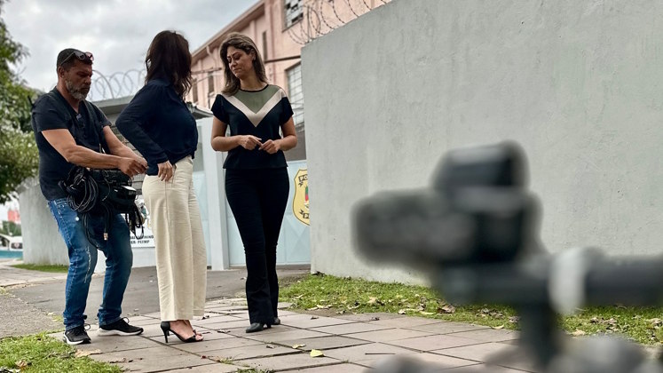 Minutos antes da gravação exclusiva no presídio com Gracieli Ugulini, condenada pela morte de Bernardo Boldrini