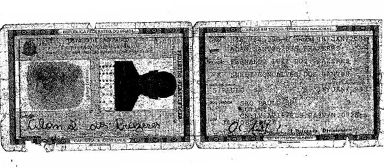 Verdadeiro documento de Alan Batata, obtido pela Polícia Civil de São Paulo (Reprodução/TJ-SP)