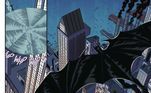 Batman voa sobre Gotham City