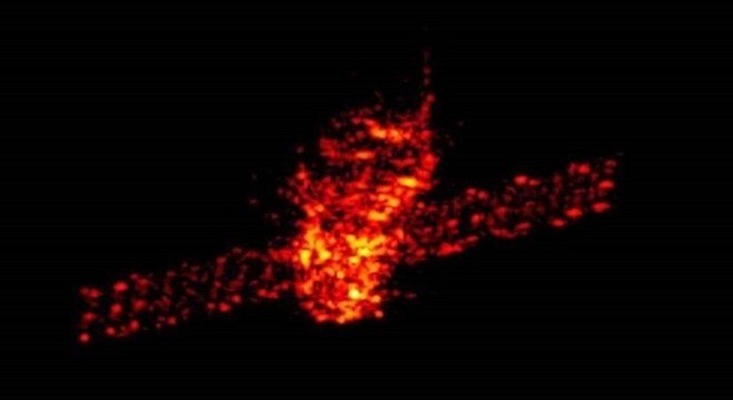 Imagem de radar da Tiangong 1: A agência espacial chinesa sugeriu erroneamente que queda ocorreria perto de São Paulo, no Brasil 