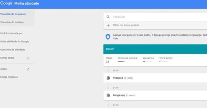 Página mostra informações que o Google mantém sobre você