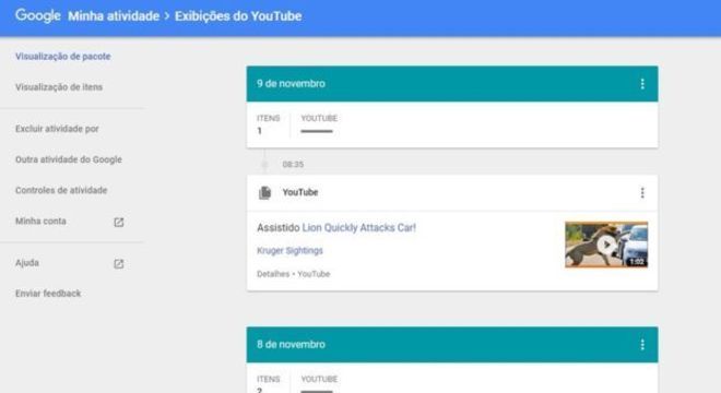 Google permite que você veja e exclua suas informações de busca no YouTube