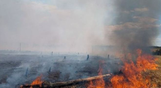 Imagem do Corpo de Bombeiros de Mato Grosso mostra incêndio perto de Paranatinga