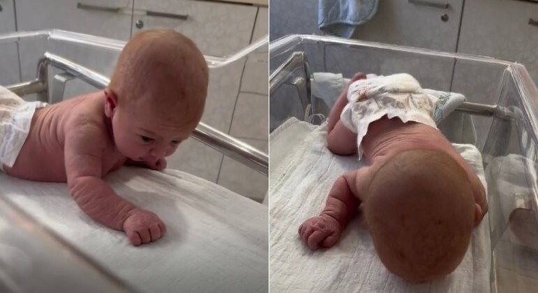 Bebê com 3 dias de vida levantou a cabeça, movimento incomum para a idade