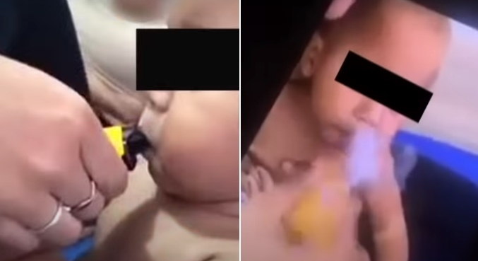 Cenas de um bebê inalando um cigarro eletrônico deixaram internautas revoltados