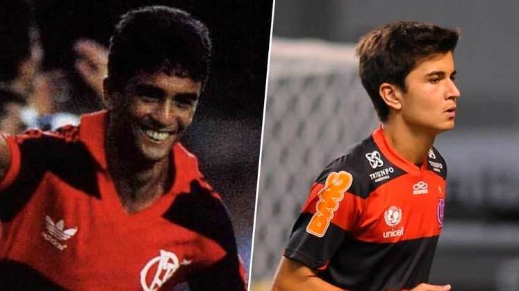 Bebeto e Mattheus - Flamengo - Atacante do Flamengo durante boa parte da década de 1980, Bebeto é pai de Mattheus, que foi revelado no Rubro-Negro e jogou no clube até 2016.