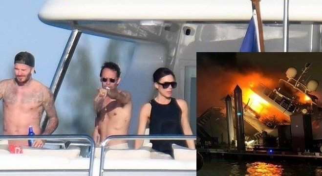 Beckham, Victoria e Marc Anthony no 'Andiamo', que afundou nesta quinta (19)