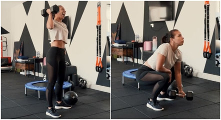 Belle Silva fez exercícios de agachamento com peso após briga com Maíra Cardi