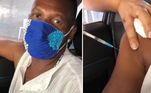 O cantor de pagode baiana Beto Jamaica, do É o Tchan, foi vacinado contra a covid-19, no dia 28 de maio, em Salvador, na Bahia