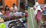 Bia Miranda e Pétala Barreiros vivem praticamente grudadas na sede. Tomam sol juntas, dormem uma ao lado da outra e, claro, fazem arte em parceria! Com roupão na cabeça e 