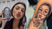 Marido tatua o rosto de Bia Miranda e web detona: 'Mal feita'