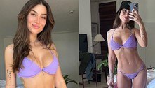 Bianca Andrade posa com biquíni estilo sutiã na cor lavanda e recebe elogios: 'Maravilhosa'