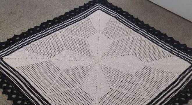 bico de crochê para tapete de barbante quadrado