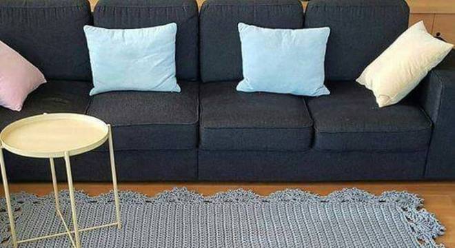 bico de crochê para tapete de barbante quadrado