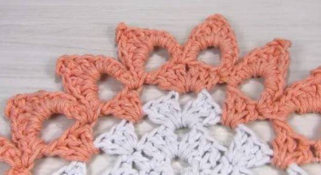 Bico de crochê para tapete de barbante quadrado