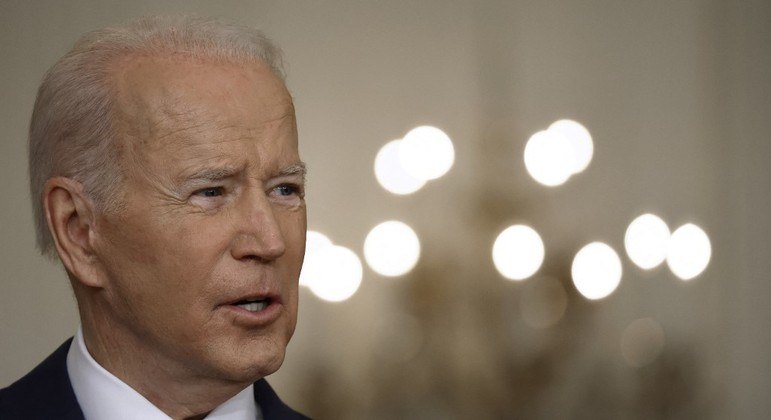O presidente dos Estados Unidos, Joe Biden, anunciou a morte do chefe do EI nesta quinta-feira (3)GETTY IMAGES VIA AFP - 19/01/2022