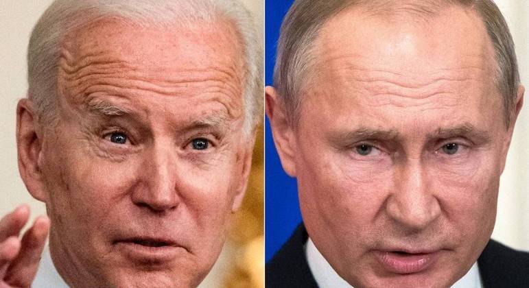O presidente dos EUA, Joe Biden, e o presidente da Rússia, Vladimir Putin