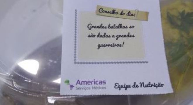 Nutricionistas de hospital no Rio deixam bilhetes a pacientes