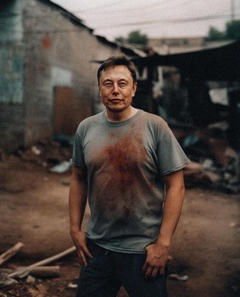 A série de fotos foi chamada de Slumdog Millionaires — uma referência indireta ao filme Quem quer ser um milionário?, que se passa na ÍndiaAcima, vemos Elon Musk que enfrentou problemas com a explosão do foguete Starship, logo após o primeiro voo