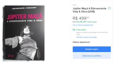 Biografia de Júpiter Maçã vendida a R$ 499,90
