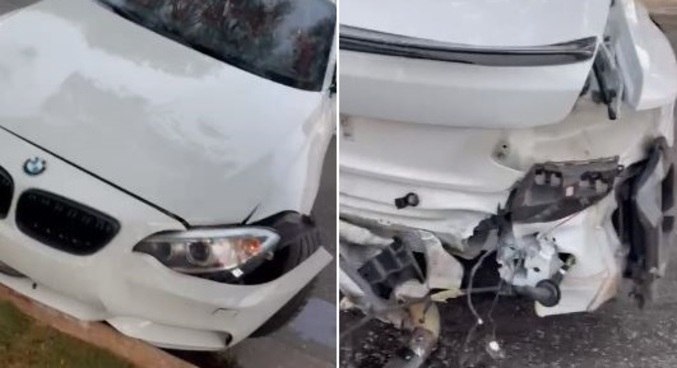 Carro de luxo fica destruído após colisão na região central de São Paulo