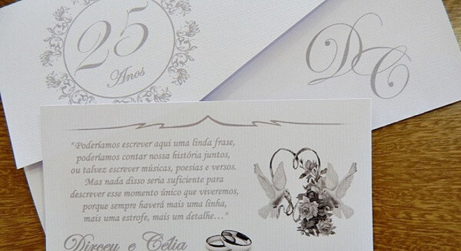 Bodas de prata convite personalizado