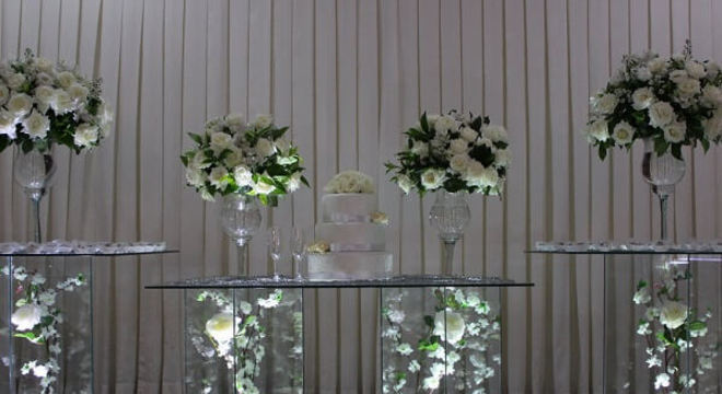 Bodas de prata mesa e bolo da festa