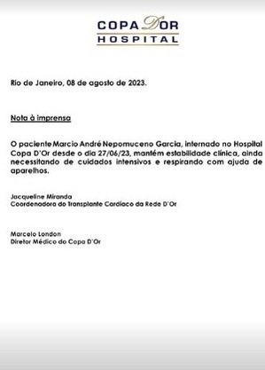 Boletim médico de MC Marcinho