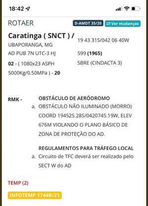 Boletim técnico sobre a região da pista de Caratinga