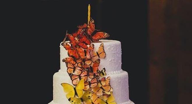 Bolo de 15 anos decorado com borboletas