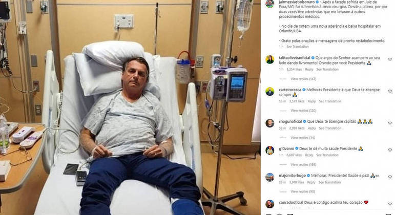 Bolsonaro precisou ser internado em um hospital em Orlando, na Flórida