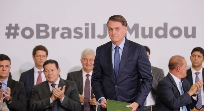 O presidente Jair Bolsonaro durante cerimônia dos 400 dias do governo