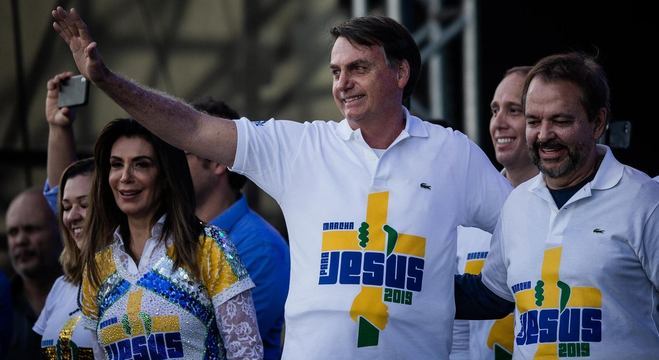 Bolsonaro na Marcha para Jesus, evento evangélico 
que ocorreu nesta quinta (20) 